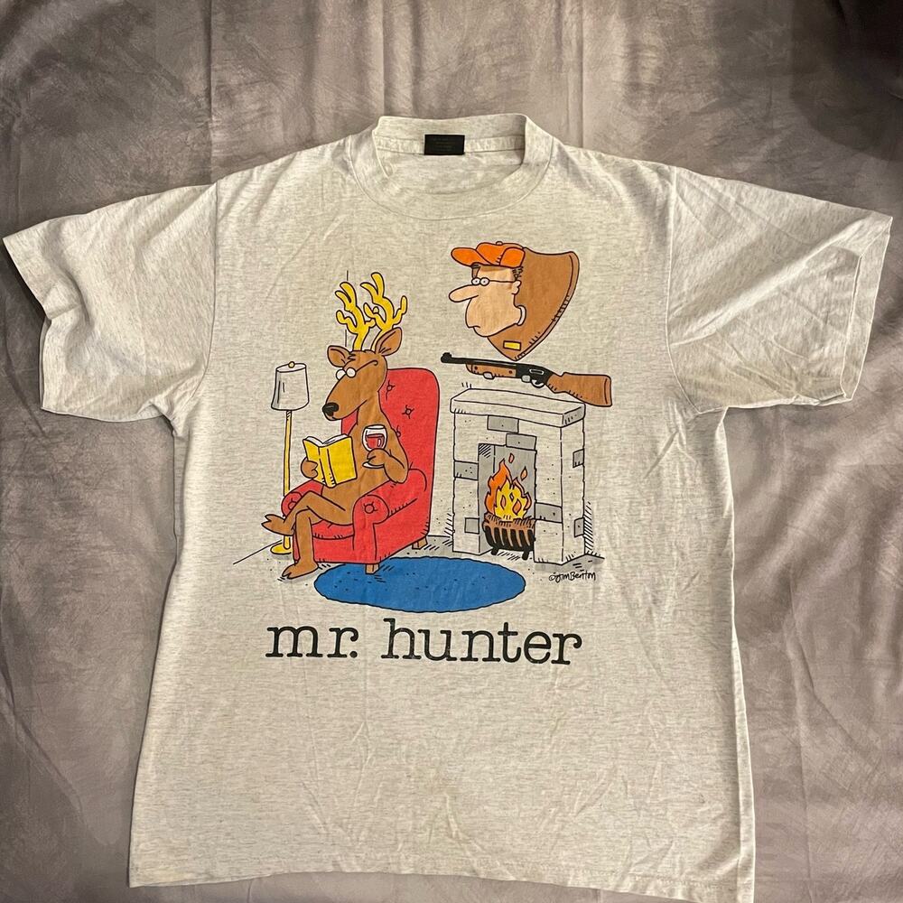Vintage Rare Changes Mr. Hunter printed Tee single stitch Made in the USA gray
